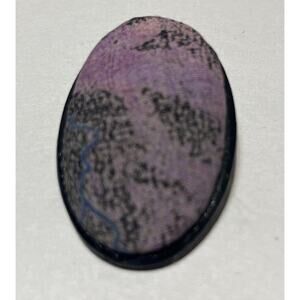 TITVI DESIGNS Silk Fabric Oval 2” BROOCH Purple Made In FINLAND Pin